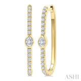 3/8 Ctw Oval and Round Cut Diamond Rectangular Fashion Hoop Earrings in 14K Yellow Gold