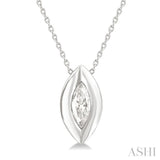 1/3 Ctw Bezel Set Marquise Cut Diamond Bubble Fashion Pendant With Chain in 14K White Gold