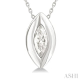1/3 Ctw Bezel Set Marquise Cut Diamond Bubble Fashion Pendant With Chain in 14K White Gold