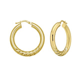 14K Yellow Gold Polished Twisted Large Hoops with Hinged Closure