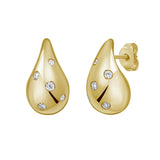 14K Yellow Gold Polished .14ct Diamond Raindrop Earrings with Push Back Clasp