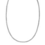 Sterling Silver 22" 4.1mm Vintage Puffed Miami Cuban Chain Necklace with Lobster Clasp. Item is rhodium plated.