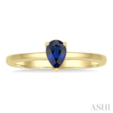 6x4 MM Pear Shape Sapphire Precious Solitaire Ring in 14K Yellow Gold