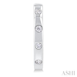1/6 Ctw Flush Bezel Set Diamond Fashion Hoop Earring in 10K White Gold
