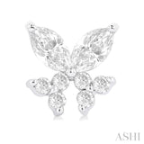 3/8 Ctw Marquise and Round Cut Diamond Criss-Cross Fish Stud Earrings in 14K White Gold