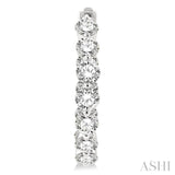 4 Ctw Inside-Out Single Prong Set Round Cut Diamond Hoop Earrings in 14K White Gold