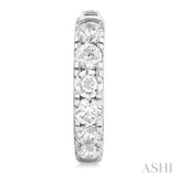 1 Ctw Round Cut Diamond Hoop Earrings in 14K White Gold