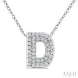1/8 Ctw Bubble Accent Initial 'D' Round Cut Diamond Fashion Pendant With Chain in 10K White Gold