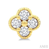1/5 Ctw Clover Round Cut Diamond Fashion Earrings in 14K Yellow Gold
