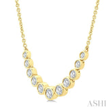 3/4 Ctw Graduated Bezel Set Round Cut Diamond Smile Necklace in 14K Yellow Gold