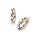14K Tri-Color Gold Weave Hoop Earring