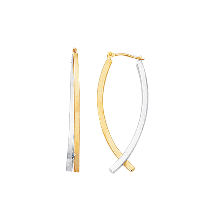 14K Yellow & White Gold Polished Hoop Earring