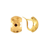 14K Gold Faceted Huggie Earring