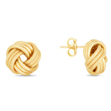 14K Gold Large Polished & Textured Love Knot Stud Earring
