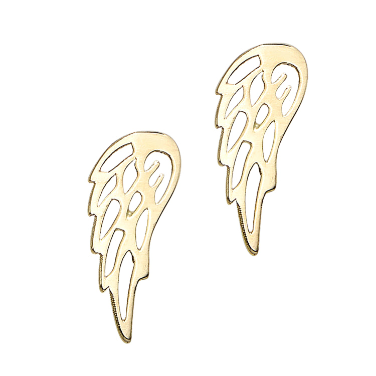 14K Gold Angel Wing Stud Earring