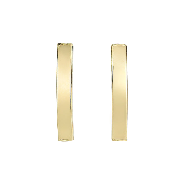 14K Gold Large Polished Bar Stud Earring