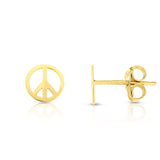 14K Gold Peace Sign Stud Earring
