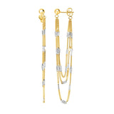14K Gold Bar Station Chain Front To Back Earring