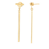 14K Gold Polished Bar With Horizontal Post Linear Drop Earring