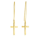 14K Gold Small Cross Threader Earring