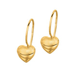 14K Gold Puffy Heart Drop Earring