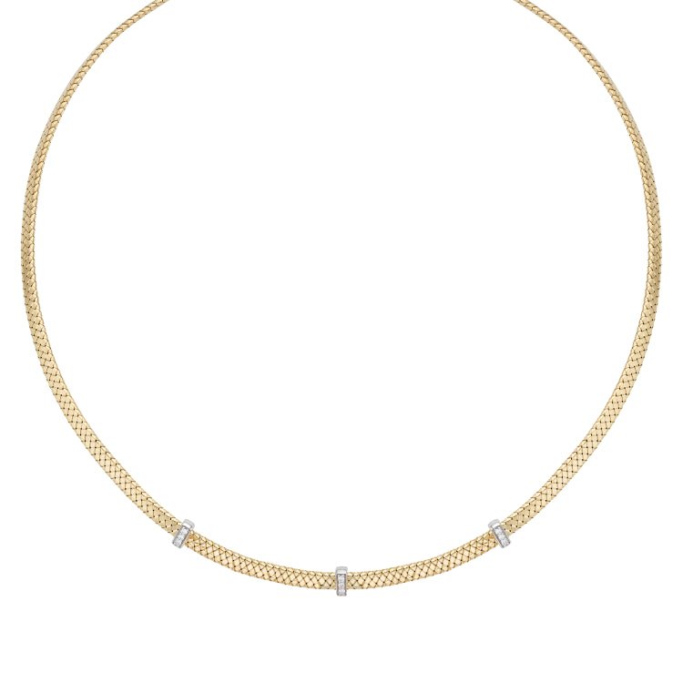 14K Gold Basketweave Diamond Accent Necklace