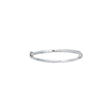 14K 5.5in White Gold Diamond Cut/ Textured Bangle with Box Clasp