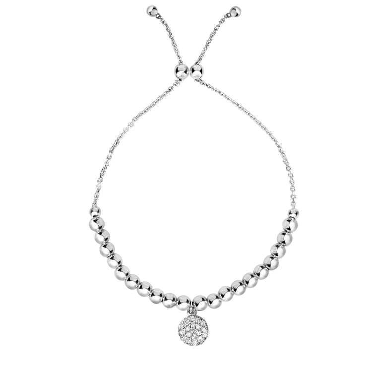 Silver Circle Bead Cz Charm Friendship Bracelet