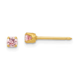 Inverness 24k Plated 3mm Pink CZ Post Earrings