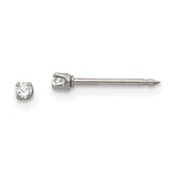 Inverness Stainless Steel Polished 2mm CZ Post Earrings