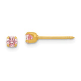 Inverness 14k 3mm Pink CZ Post Earrings