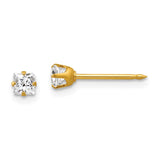 Inverness 14k 3mm Square CZ Post Earrings