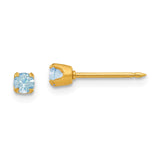 Inverness 14k 3mm March Crystal Birthstone Post Earrings