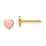 Inverness 24k Plated Pink Enamel Heart Earrings