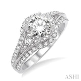 1 1/5 Ctw Diamond Engagement Ring with 3/4 Ct Round Cut Center Stone in 14K White Gold
