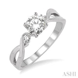 3/8 Ctw Diamond Engagement Ring with 1/3 Ct Round Cut Center Stone in 14K White Gold