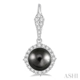 Black Pearl & Diamond Earrings