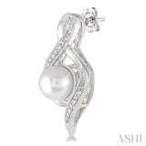 Silver Pearl & Diamond Earrings