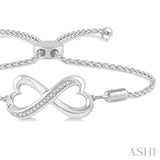 Silver Infinity Heart Shape Lariat Diamond Bracelet