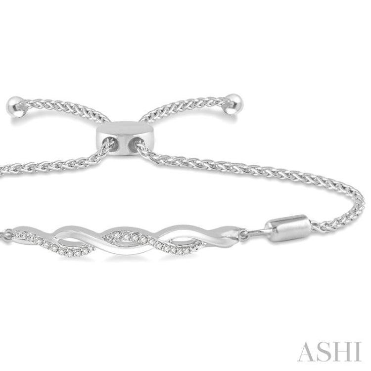 Silver Swirl Infinity Shape Lariat Diamond Bracelet