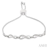 Silver Infinity Shape Diamond Lariat Bracelet