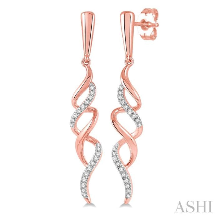 Swirl Ribbon Diamond Long Fashion Earrings