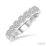 1/5 Ctw Circular Mount Floral Round Cut Diamond Stack Band in 14K White Gold