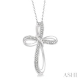 1/50 Ctw Infinity Cross Round Cut Diamond Pendant With Chain in Sterling Silver