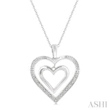 1/50 Ctw Twin Heart Round Cut Diamond Pendant With Chain in Sterling Silver