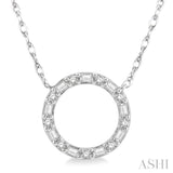 1/4 Ctw Circle Baguette and Round Cut Diamond Necklace in 14K White Gold