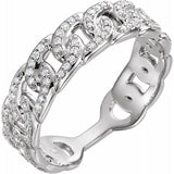 14K White 1/4 CTW Diamond Stackable Chain Link Ring