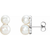Platinum Cultured White Freshwater Pearl Ear Climbers