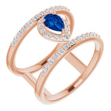 14K Rose Lab-Grown Blue Sapphire & 1/3 CTW Natural Diamond Ring