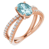 14K Rose Natural Sky Blue Topaz & 1/3 CTW Natural Diamond Ring